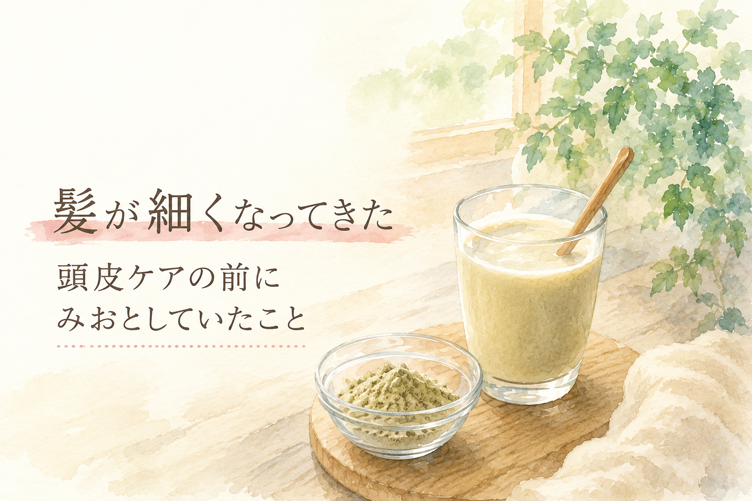 髪が細くなってきた。頭皮ケアの前に見落としていたこと——ヘンププロテインのドリンクと粉